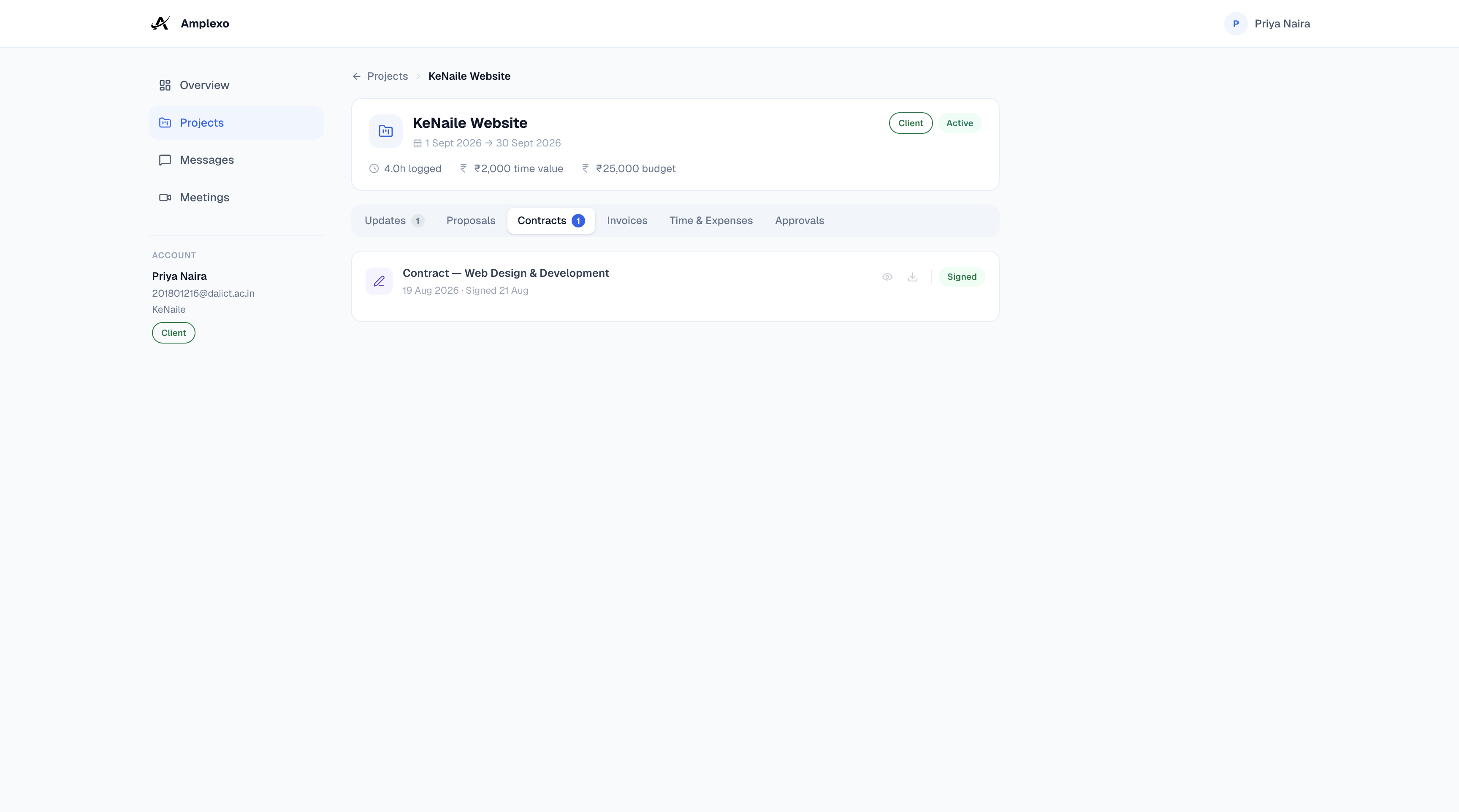 Project detail in client portal