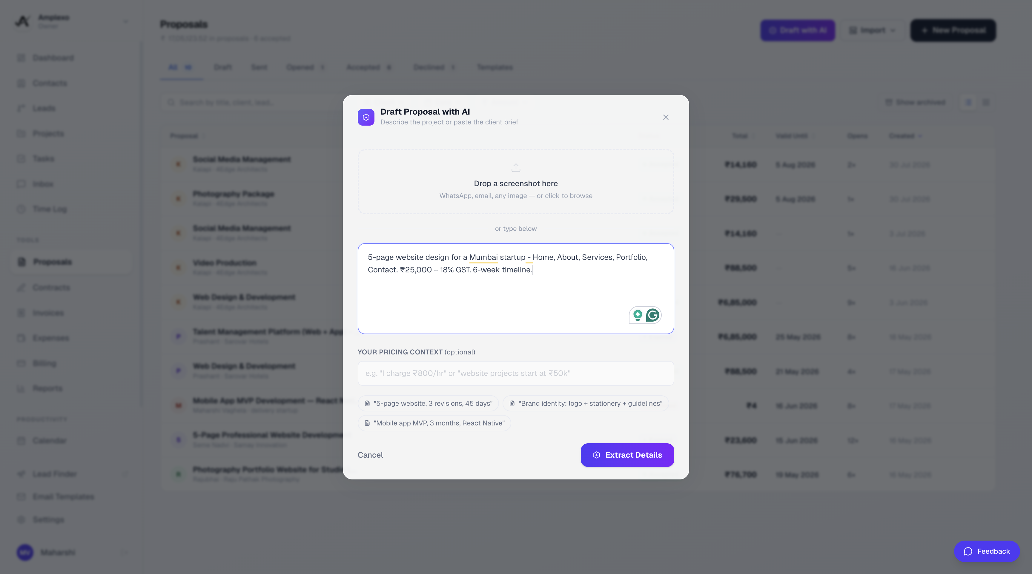 AI drafting proposal